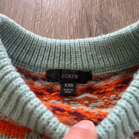 J. Crew Fair Isle Lambswool Sweater Turquoise Blue & Orange in XXS NEW W/OUT TAG - Picture 9 of 12